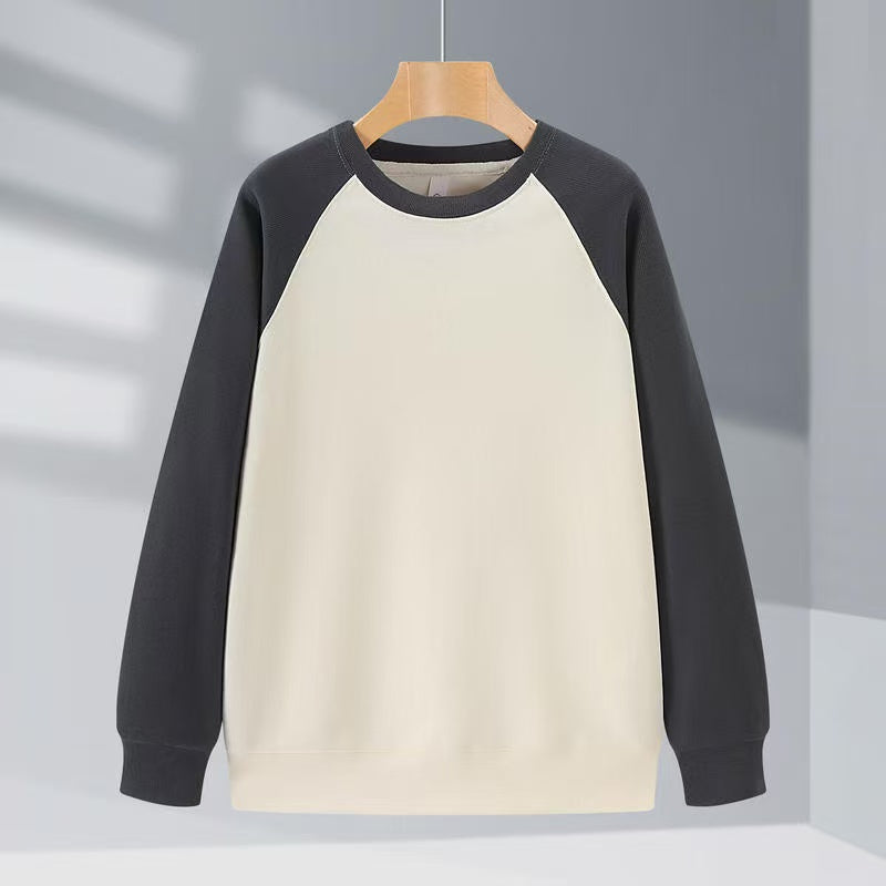 8806 # 380g New Oxygen Cotton Color blocked Round Neck Hoodie