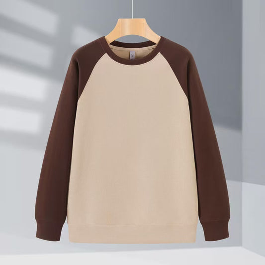 8976 # 360g New Oxygen Cotton Color blocked Round Neck Hoodie