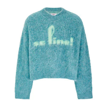Martine Rose 24AW BRUSHED MOHAIR V-NECK JUMPER in BLUE